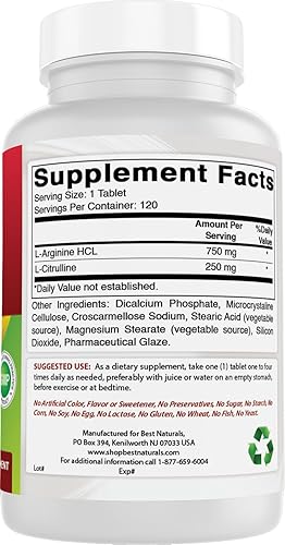 Miniatura 6 de Best Naturals Arginina Citrulina Complejo 1000 mg 120 comprimidos