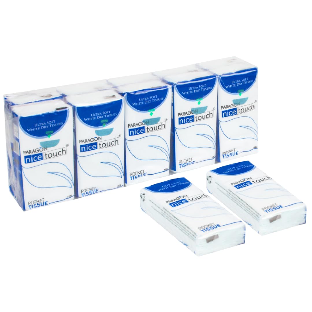 Nice Touch Pocket Tissue | Pack of 10 Individual Packets | 10 3-Ply Tissues in a Single Packet | 100 Tissues | Ultra Soft | White Dry Tissues | Easy to Carry | Easy to Use (Pack of 1)-image-24