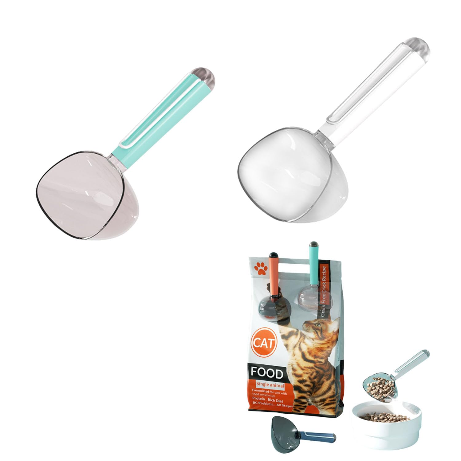 Xusdamyj Cat Dog Food Scoop,Pet Food Measuring Cups,Adjustable Pets Food Measuring Cups with Scale,for Dogs, Cats & Rabbit Food 2PCS