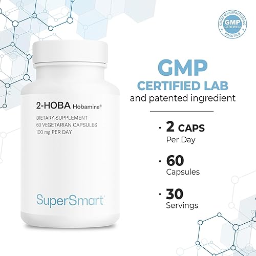 Miniatura 5 de Supersmart Suplemento 2-HOBA de 100 mg por día (Hobamina) - 2-hidroxibencilamina  Sin OMG y sin gluten - 60 cápsulas vegetarianas