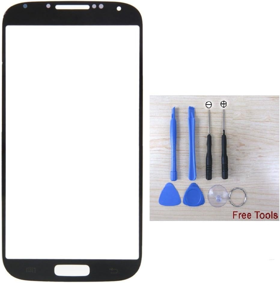 LCD Screen Glass Outer Lens Replacement for Samsung Galaxy S4 GT-i9500 i9505 i337 i545 M919 with Free Tools Set (Black)