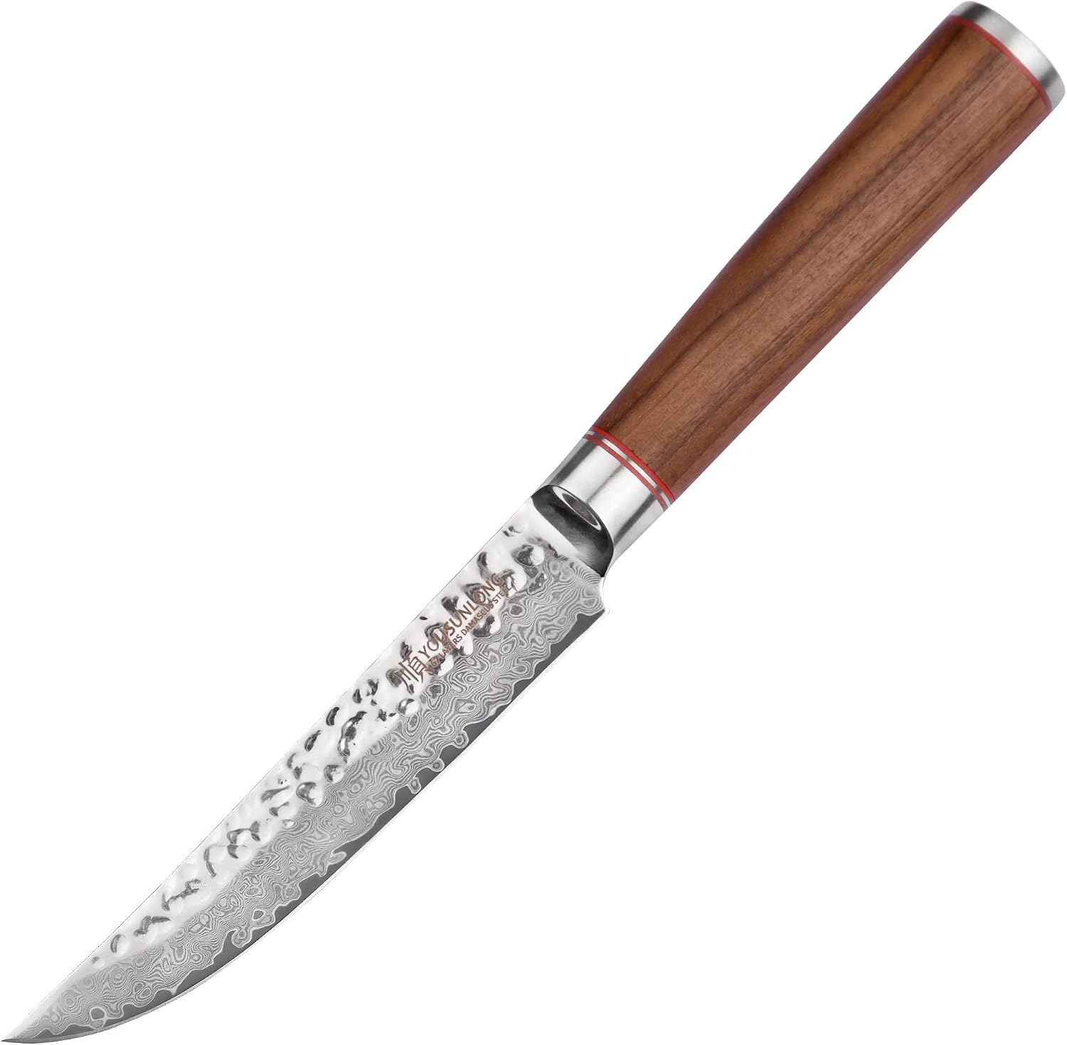 YOUSUNLONG Cutlery Set 2 for Piece - Japanese Hammered Damascus Steel Blade - Steak Knife Set - Natural Walnut Wood Handle with Gift Packaging