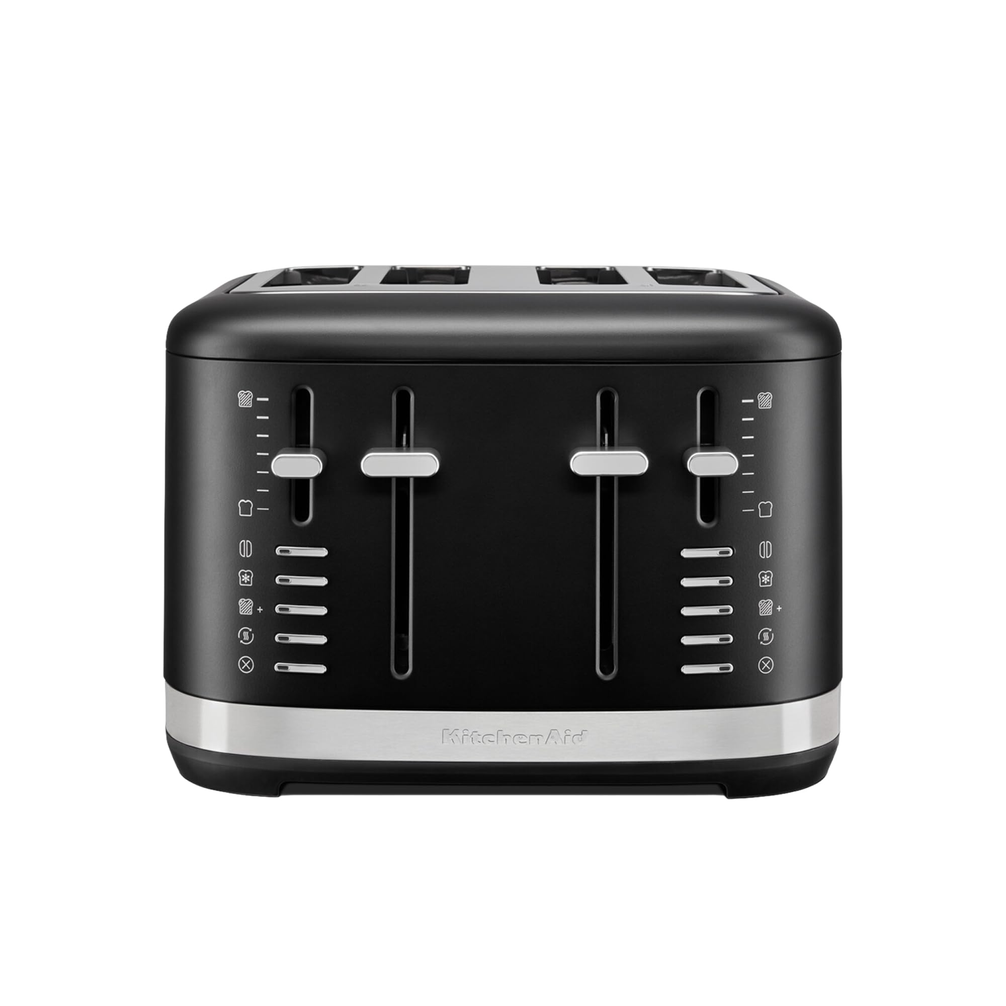 KitchenAid Tostadora 4 Rebanadas, Ranuras Extra Anchas, Controles Duales Independientes, 7 Niveles de Tostado, Funciones Bagel, Descongelar, Recalentar y Más Tiempo, Palanca Alta, Negro Mate