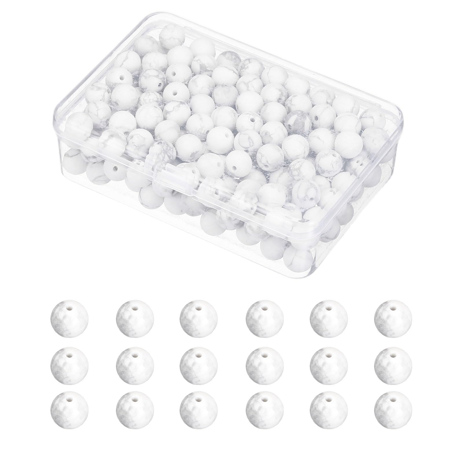 PATIKIL 8mm Natural Stone Beads Frosted Natural White Turquoise