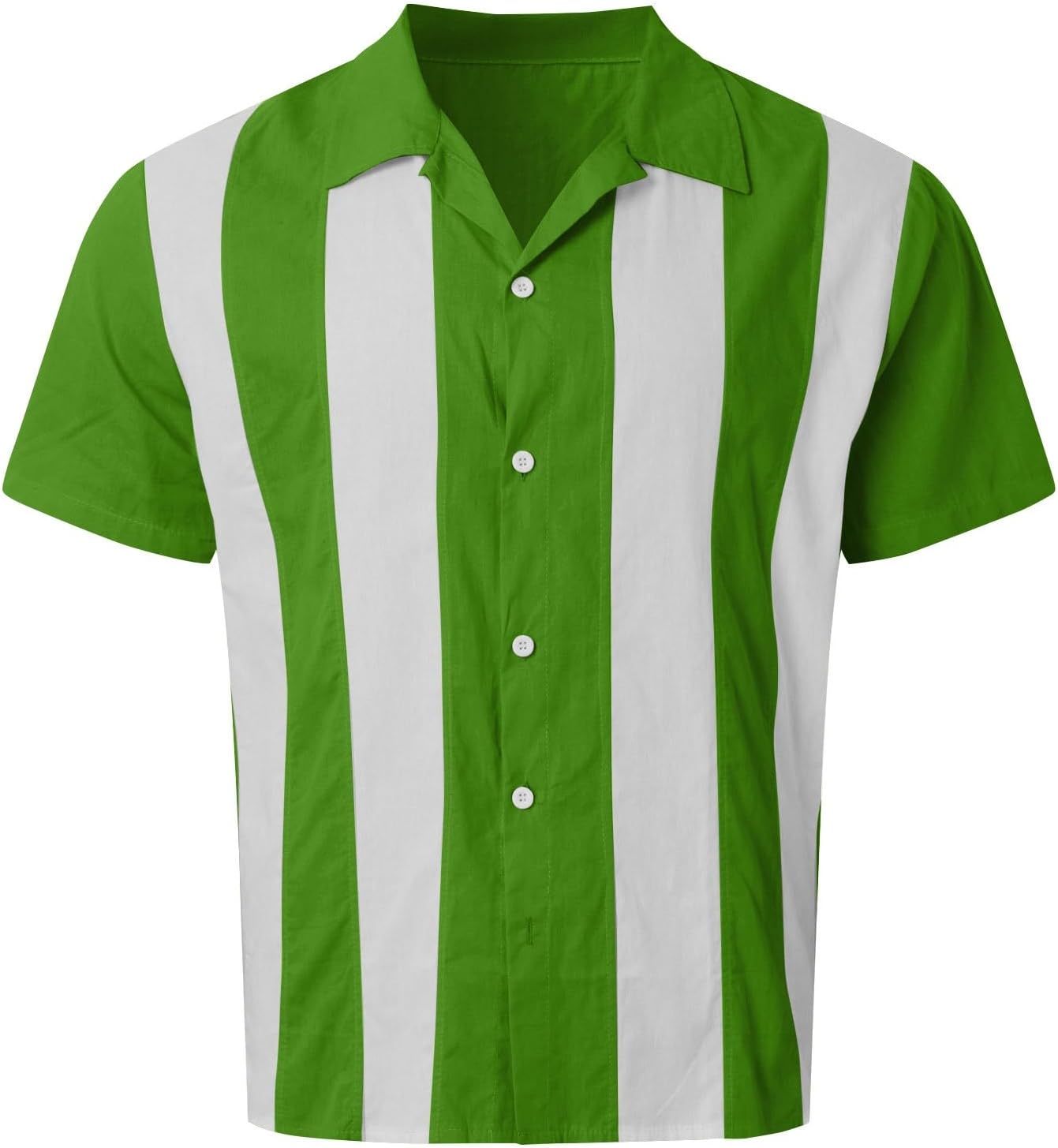 RTRDE Men's Casual Button Down Shirts Short Sleeve Color Block Hawaiian Beach Summer Cuban Bowling Shirt, M-4XL
