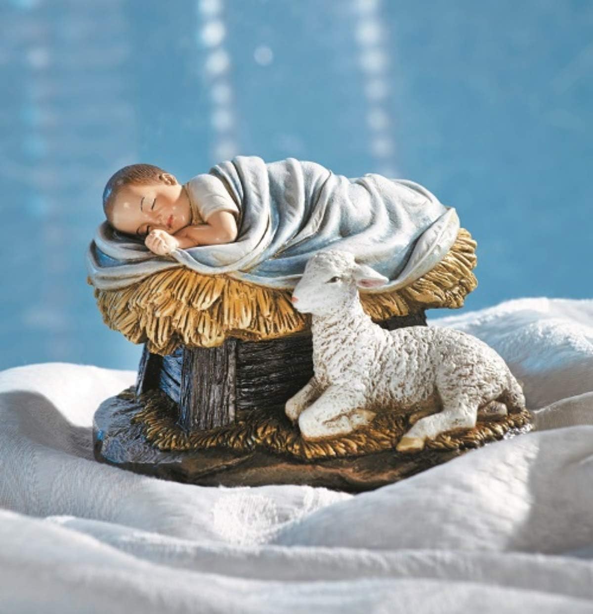Needzo God's Gift of Love Baby Jesus in Manger Christmas Figurine, 4 1/2 Inch