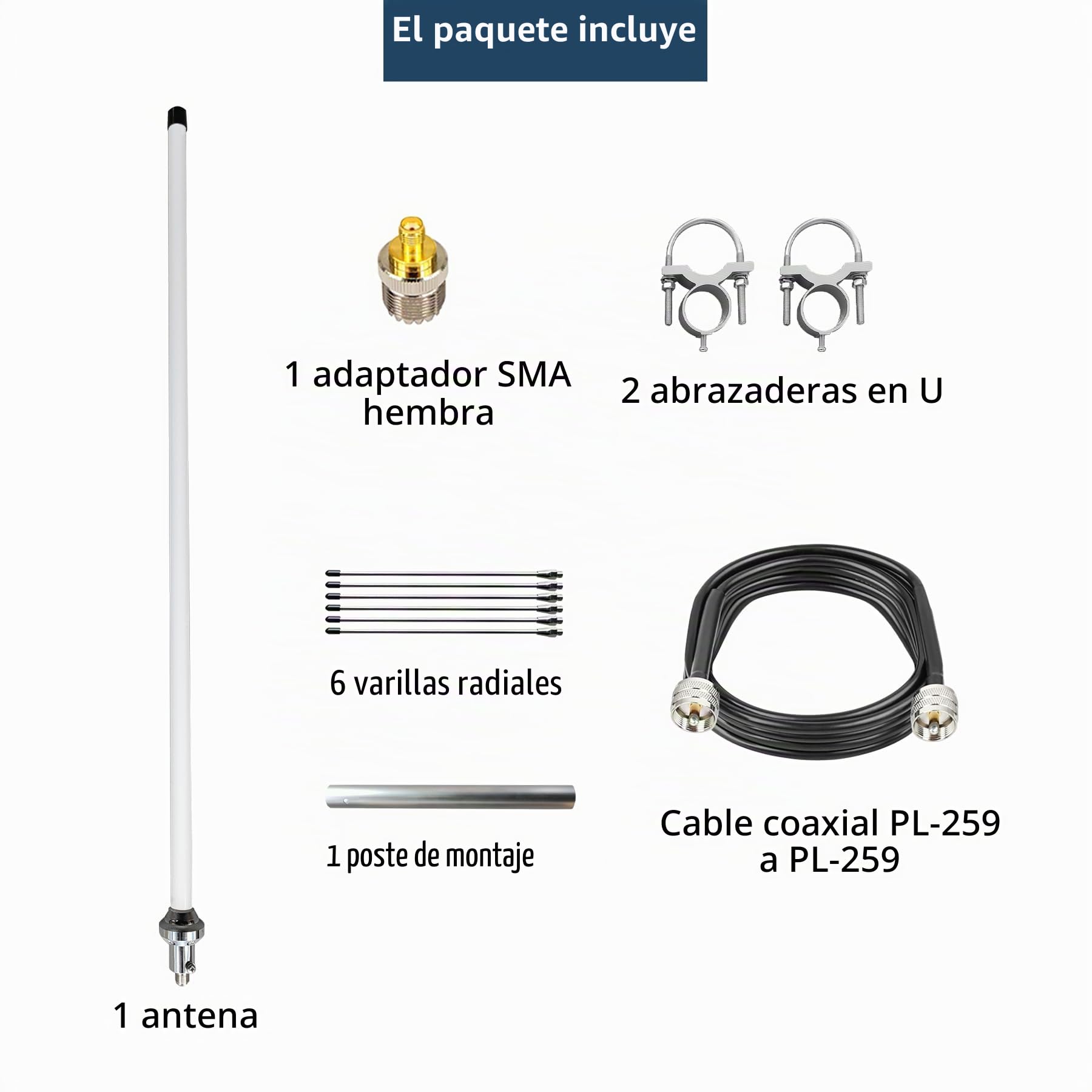 Antena repetidora de base de doble banda de 2 m 70 cm UHF VHF GMRS | Antena de 144-148MHz y 430-460MHz con cable de 32 pies para estaciones base de radio aficionada