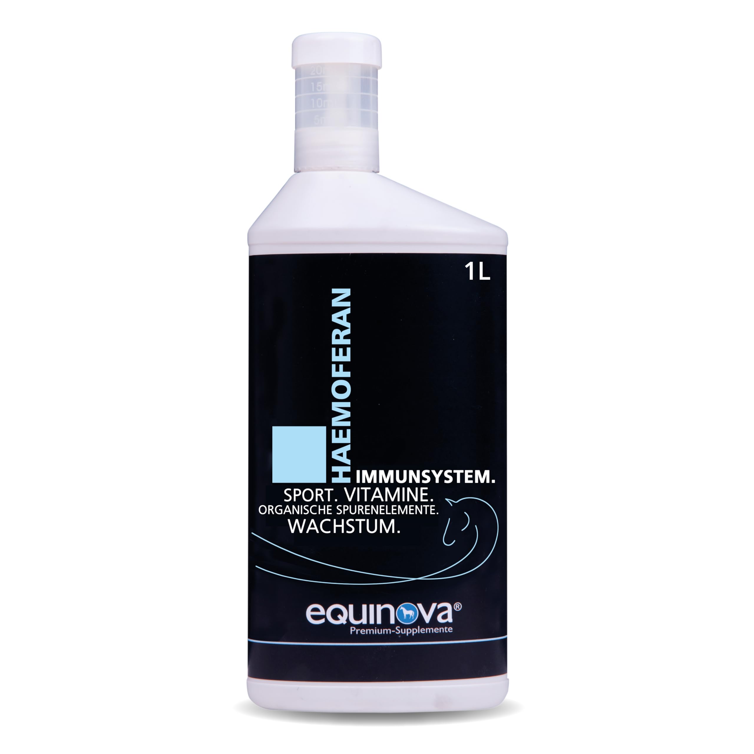 HAEMOFERAN Liquid 1l – mit Vitaminen, Spurenelementen, Zink, Kupfer Ergänzungsfuttermittel für Pferde – stärkt das Immunsystem bei erhöhtem Nährstoffbedarf