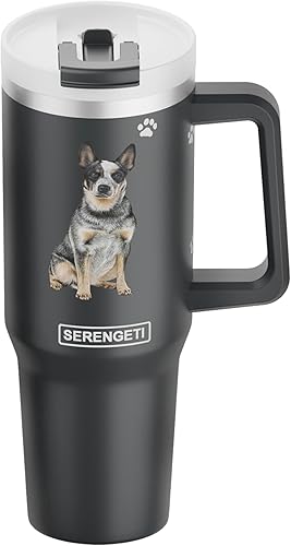 E&S Pets SERENGETI Ultimate - Vaso de 40 onzas con asa y pajilla, vaso aislado al vacío con popote y tapa, taza de viaje de acero inoxidable para