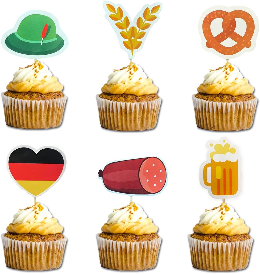 Amazon.com: 24 Pcs Oktoberfest Cupcake Toppers German Beer Festival