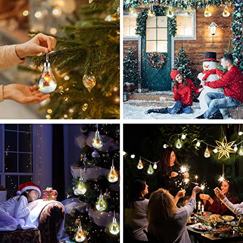 Vapesoon Christmas Balls Ornaments Led Lights Bulbs Ornaments Transparent Hanging Shatterproof Balls Fillable Decorations For Xmas Tree Party Outdoor Indoor 6 Pcs #TOP1