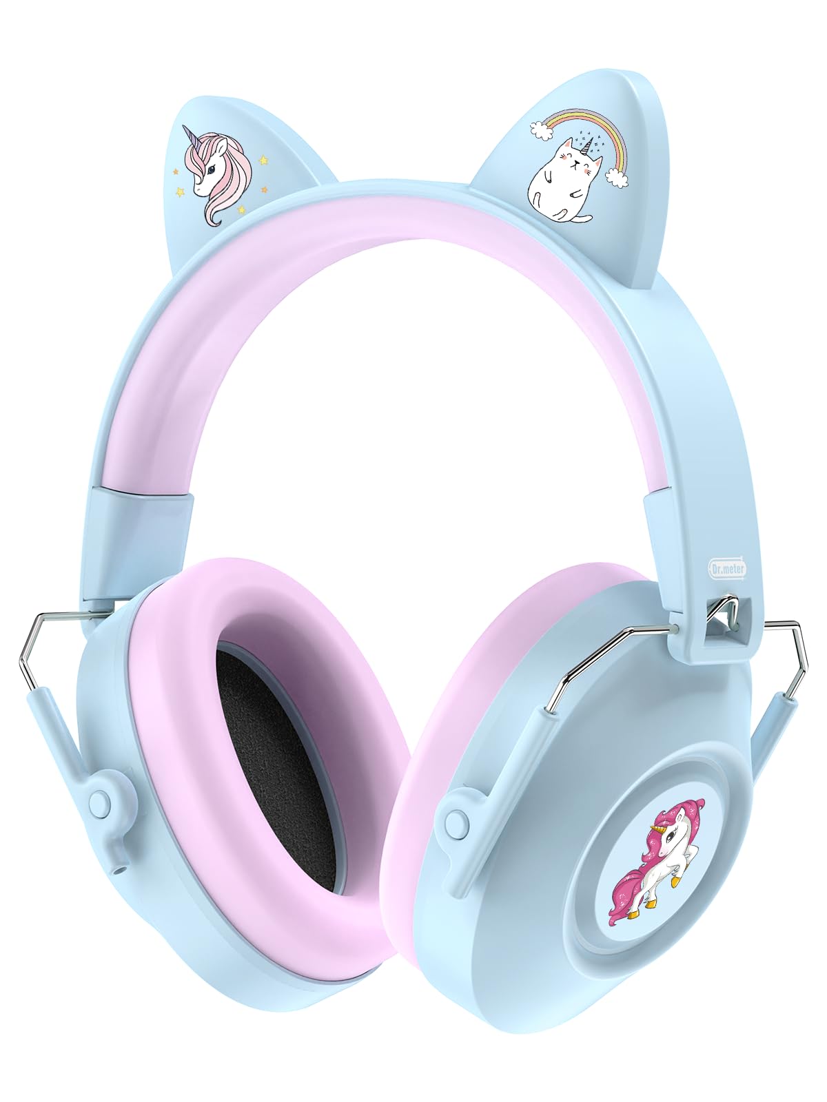 Dr.meter Ear Defenders for Kids, 32dB SNR Super Cute Ear Protection Ear Muffs for Autism Sensory, Hearing Protection Earmuff for Monster Jam Concert Firework with Stickers For DIY Light Blue — image 1
