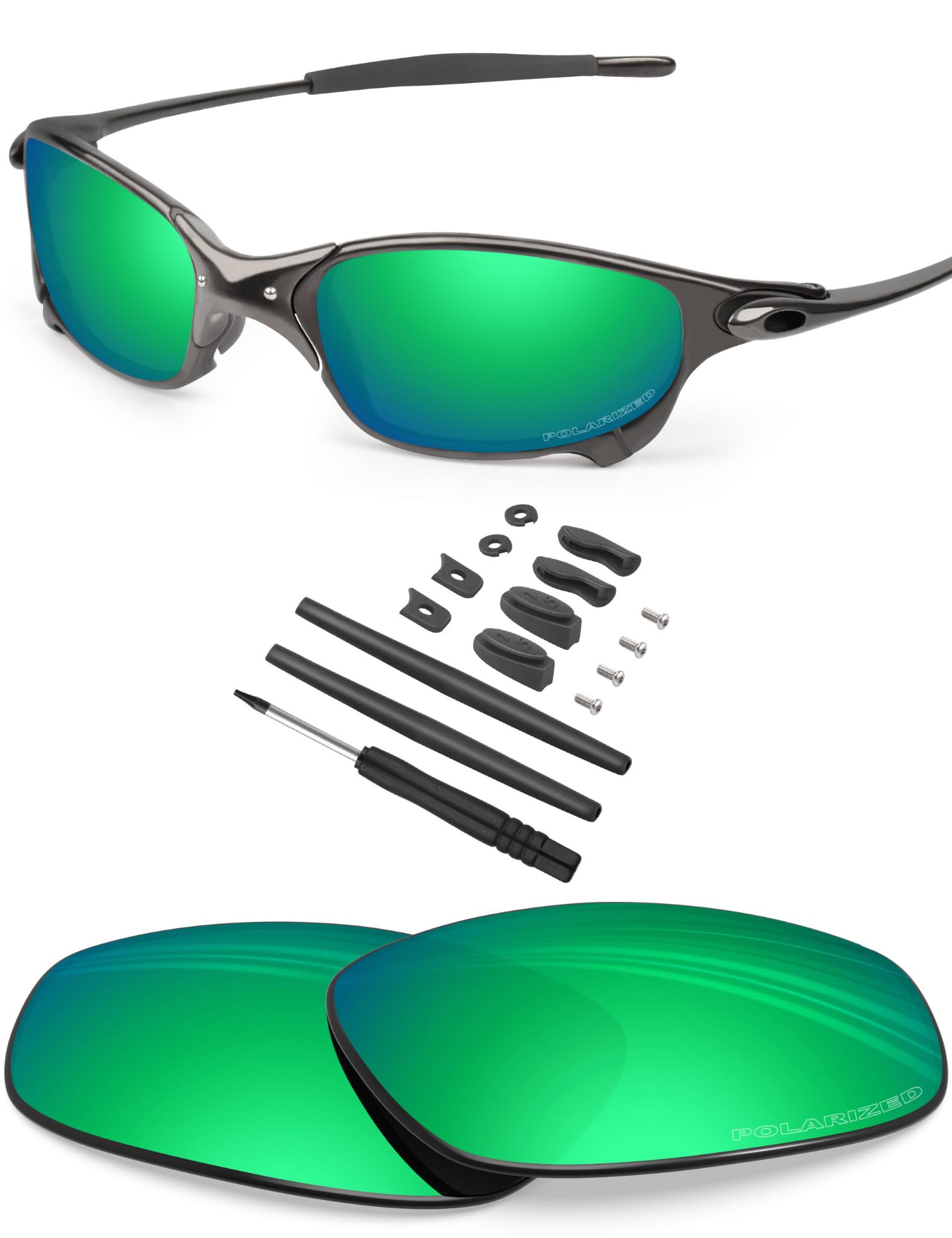BlazerBuck Anti-salt Polarized Replacement Lenses & Sock Kit for Oakley Juliet - Emerald Green