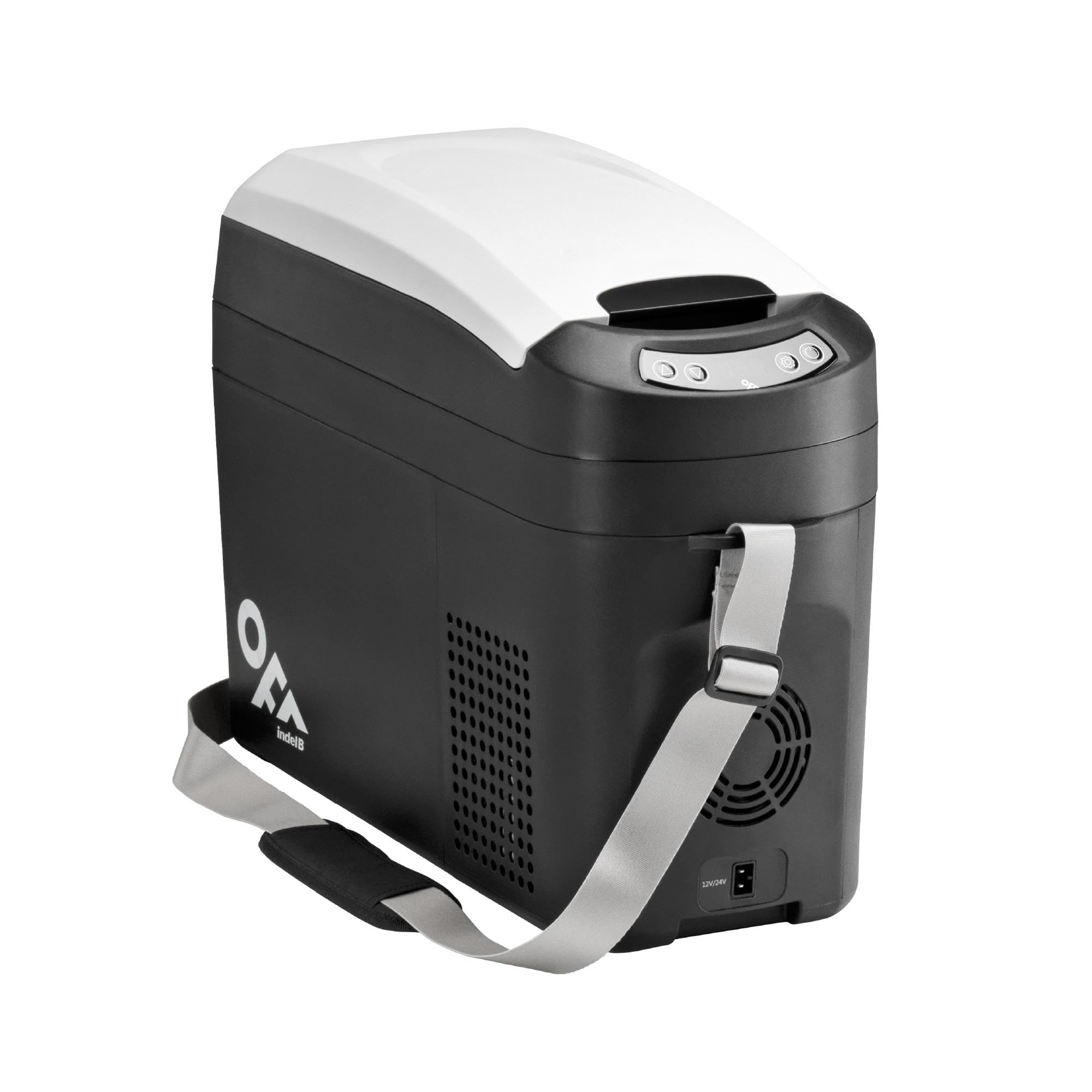 Indel B TB18 Black Frigorifero Freezer Portatile a Compressore, Capacità 18 Litri, per Auto, Camper, Campeggio, Camion, 12/24V DC con Presa Accendisigari