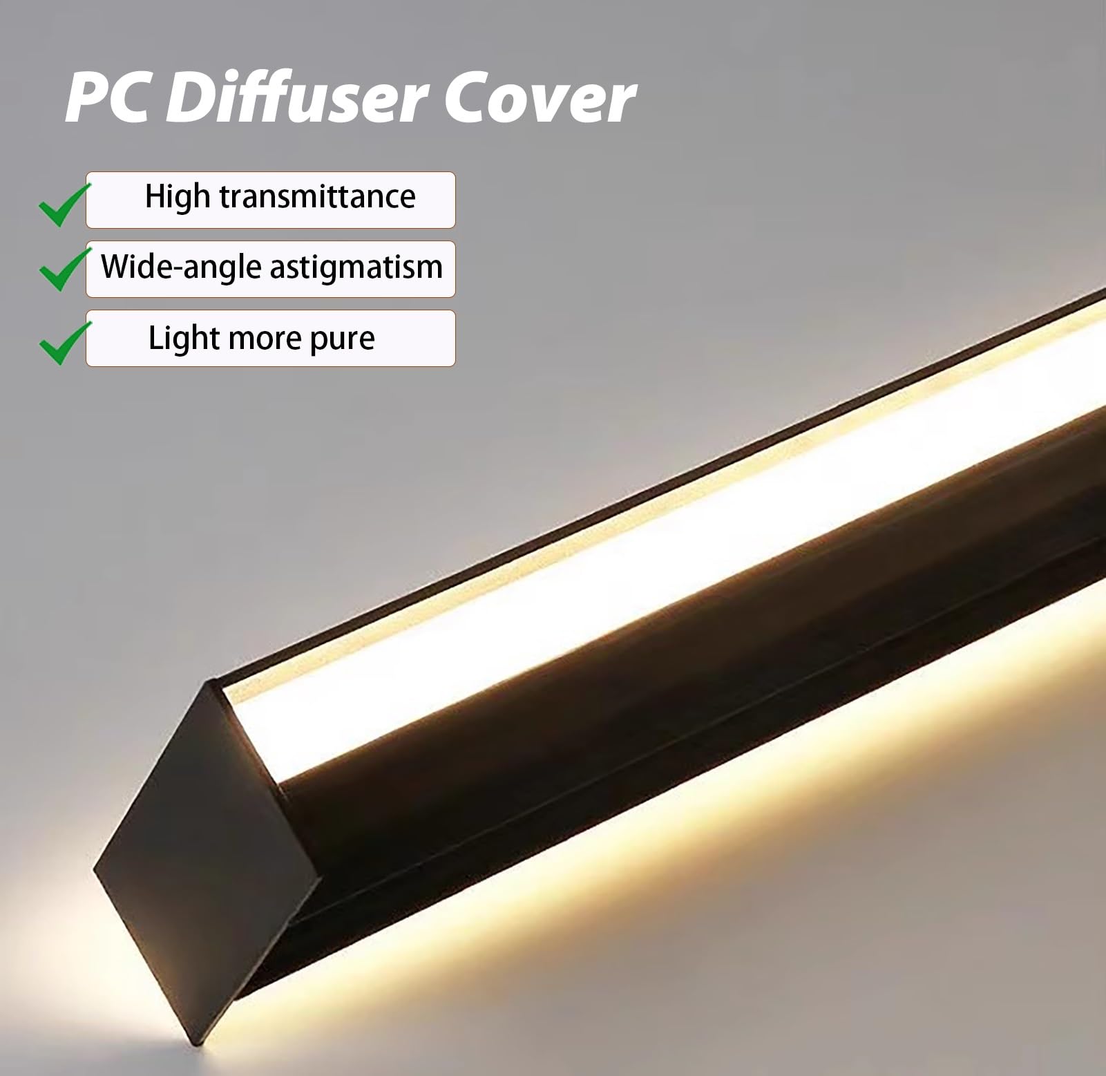 Profili per Strisce Led Confezione da 10 Canali LED in Alluminio Nero da 2 M, Profilo Diffusore per Striscia LED per Illuminazione a Corona, Binario Lineare per Battiscopa per Soffitto / Parete(1Pack)