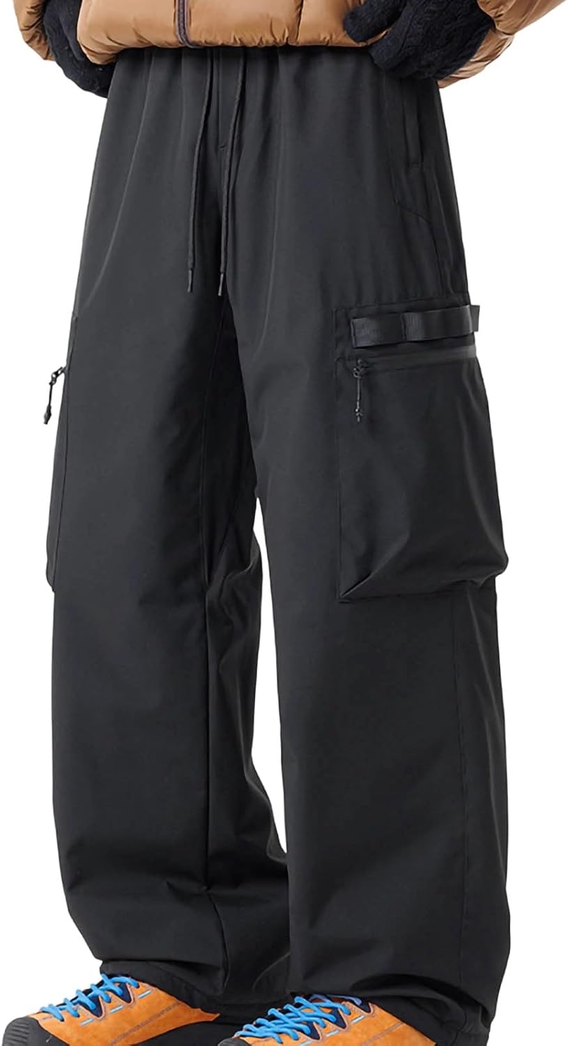 Men's Winter Snowboard Pants Waterproof Windproof Pant Insulated Snow Trouser Heavyweight Baggy Parachute Pants