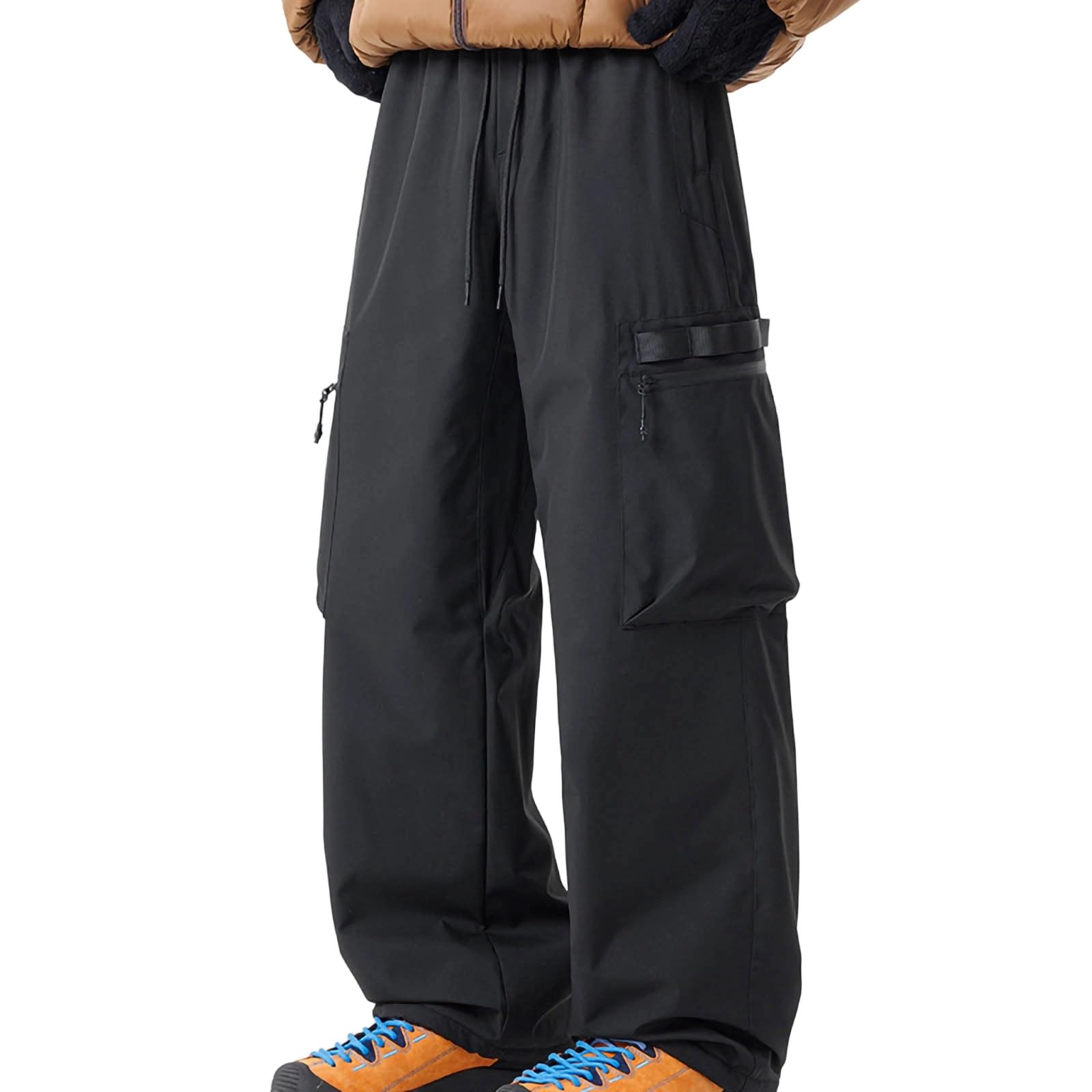 Pantalon de ski et de neige pour homme avec doublure en polaire, imperméable, isolé, pour randonnée, travail, chasse, cargo