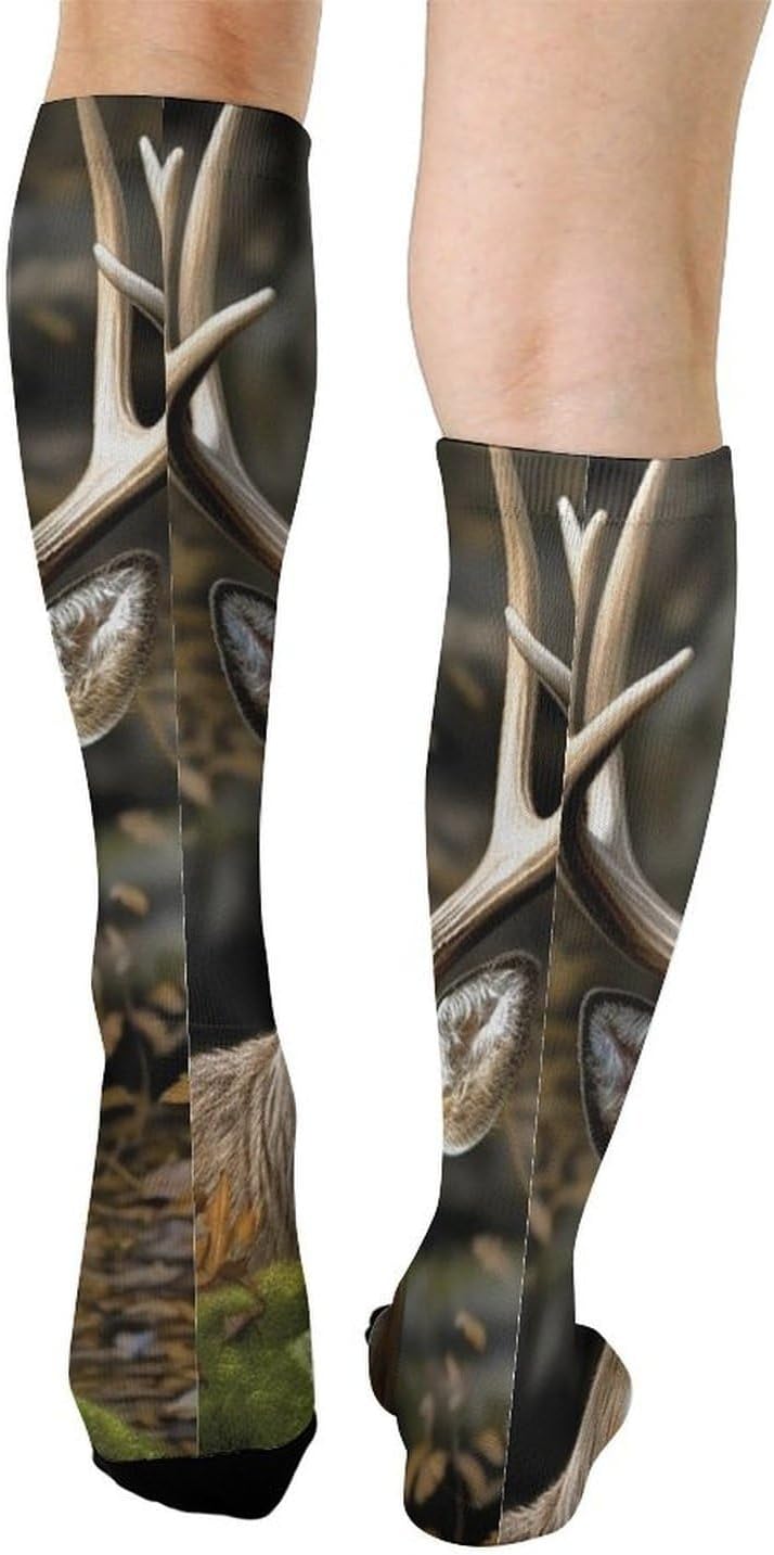 Camouflage Deer Knee High Soccer Socks Moisture Wicking