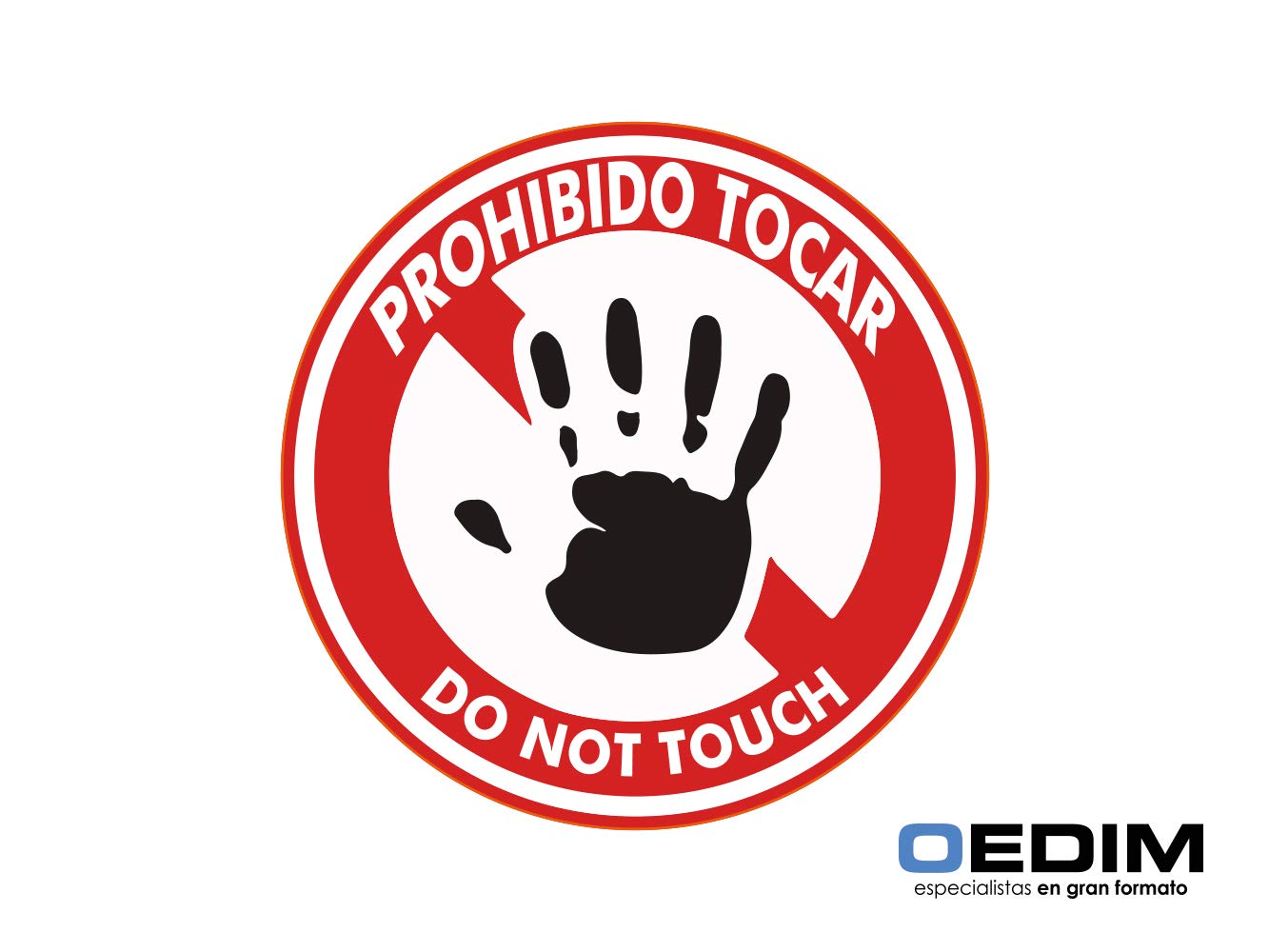 Oedim Pack 20 Señales de Pegatina Prohibido Tocar con Texto | 10x10 cm| Adhesivo Resistente y Económico | Pegatina Adhesiva Transparente en Efecto Espejo