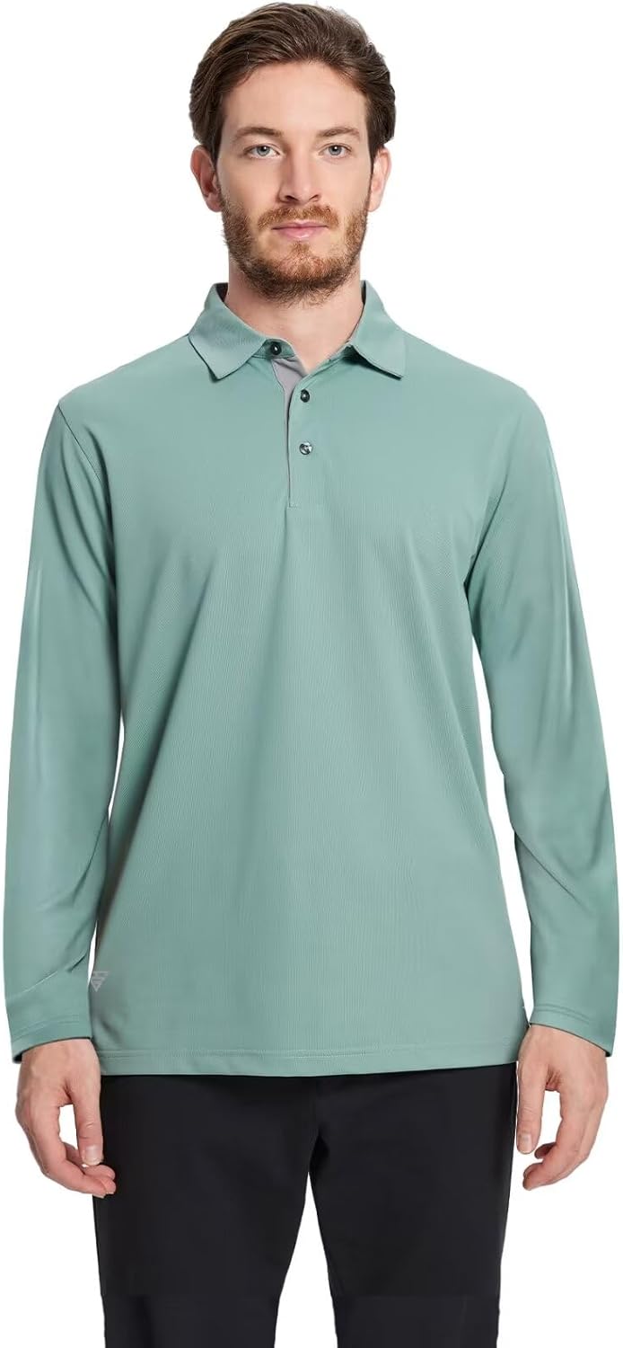 Mens Golf Shirt Short and Long Sleeve Moisture Wicking Dry Fit Performance Solid Casual Pique Golf Polo Shirts for Men - Image 3