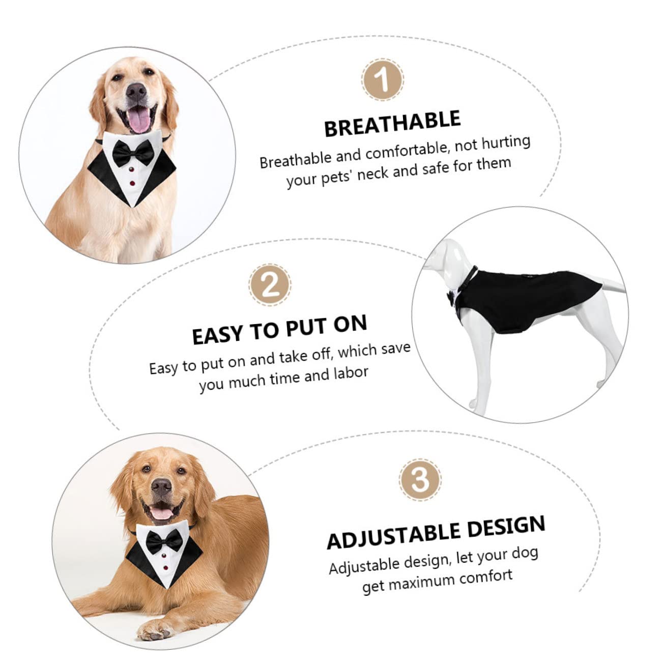 Toyvian 1 Ensemble Costume pour Chien avec Bandana Ensemble Tuxedo Élégant pour Animaux de Compagnie Vêtements Confortables et Respirants Parfait pour Événements Spéciaux Noir XXL