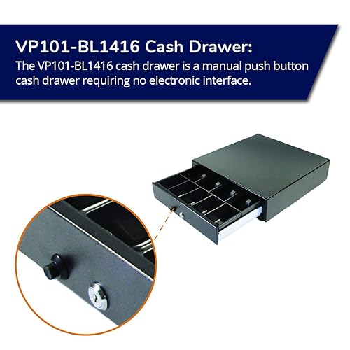 Miniatura 7 de Cajón de dinero APG, LLC, manual, negro, de 14 x 16, cajón de dinero de la serie Vasario VP101-BL1416