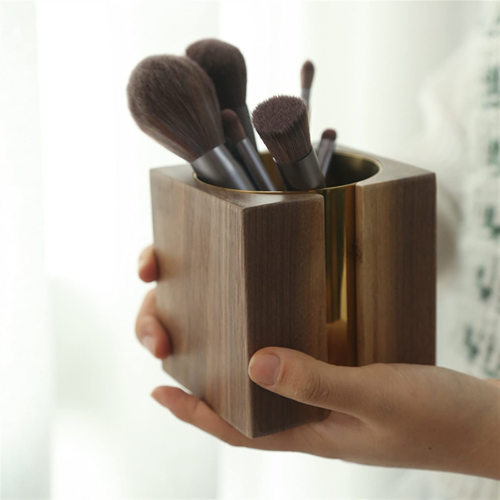 Stifte-Organizer – Stiftehalter aus Holz für den Schreibtisch, Premium-Walnussholz, Bleistiftbecher, Make-up-Pinselhalter, Schreibtischzubehör für Zuhause, Schule