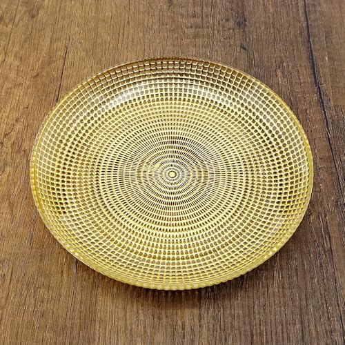 Red Pomegranate Helios Glass Salad Plate Set, Set of 4 pcs, Gold