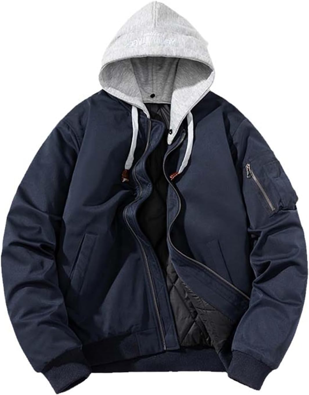 Padded Jacket Men Autumn Winter Knit Hat Casual Coat Vintage Ma-1 Army Windrunner Baseball Jacket Clothing