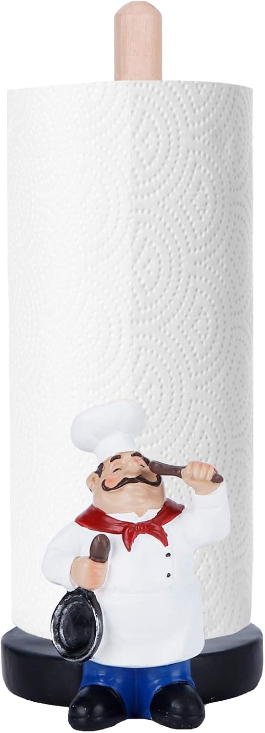 Kitchen Chef Decor Paper Towel Holder, Countertop Paper Towel Dispenser Italian Chef Figurines Kitchen Decor Paper Roll Holder for Coffee Shop, Restaurant Decoration