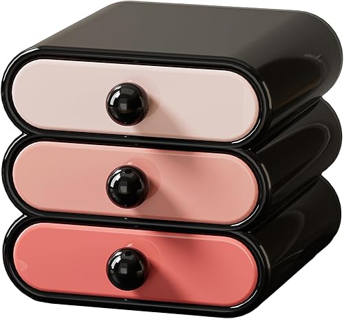 Miniatura 11 de Organizador de escritorio de 3 cajones, organizador compacto de cajones de tocador para maquillaje, pequeños recipientes de plástico para baño,