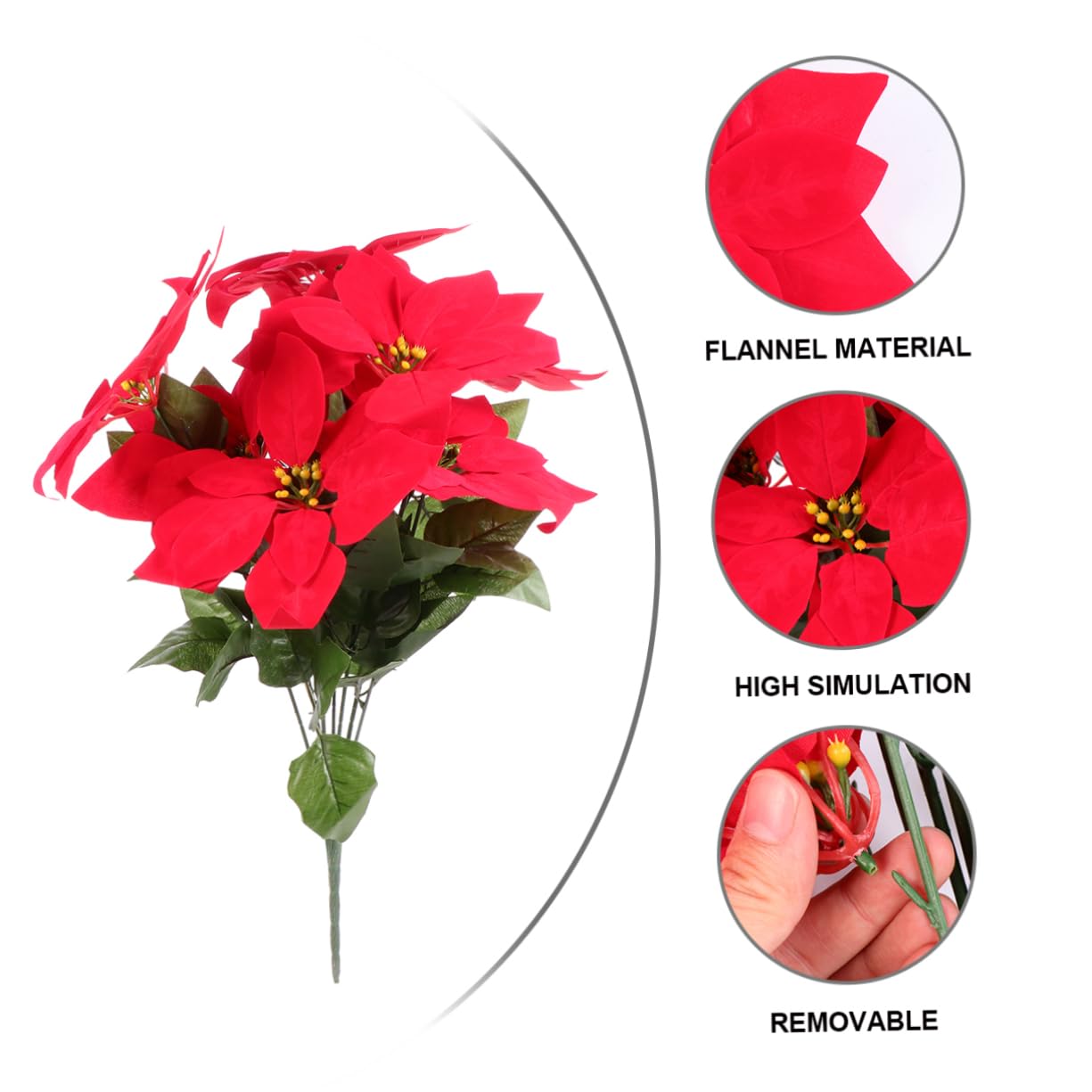 Ciieeo 2piezas Bouquet Artificial De Poinsettia Roja para Decoración Navideña Simulación De Flor para Fiestas y Centro De Mesa
