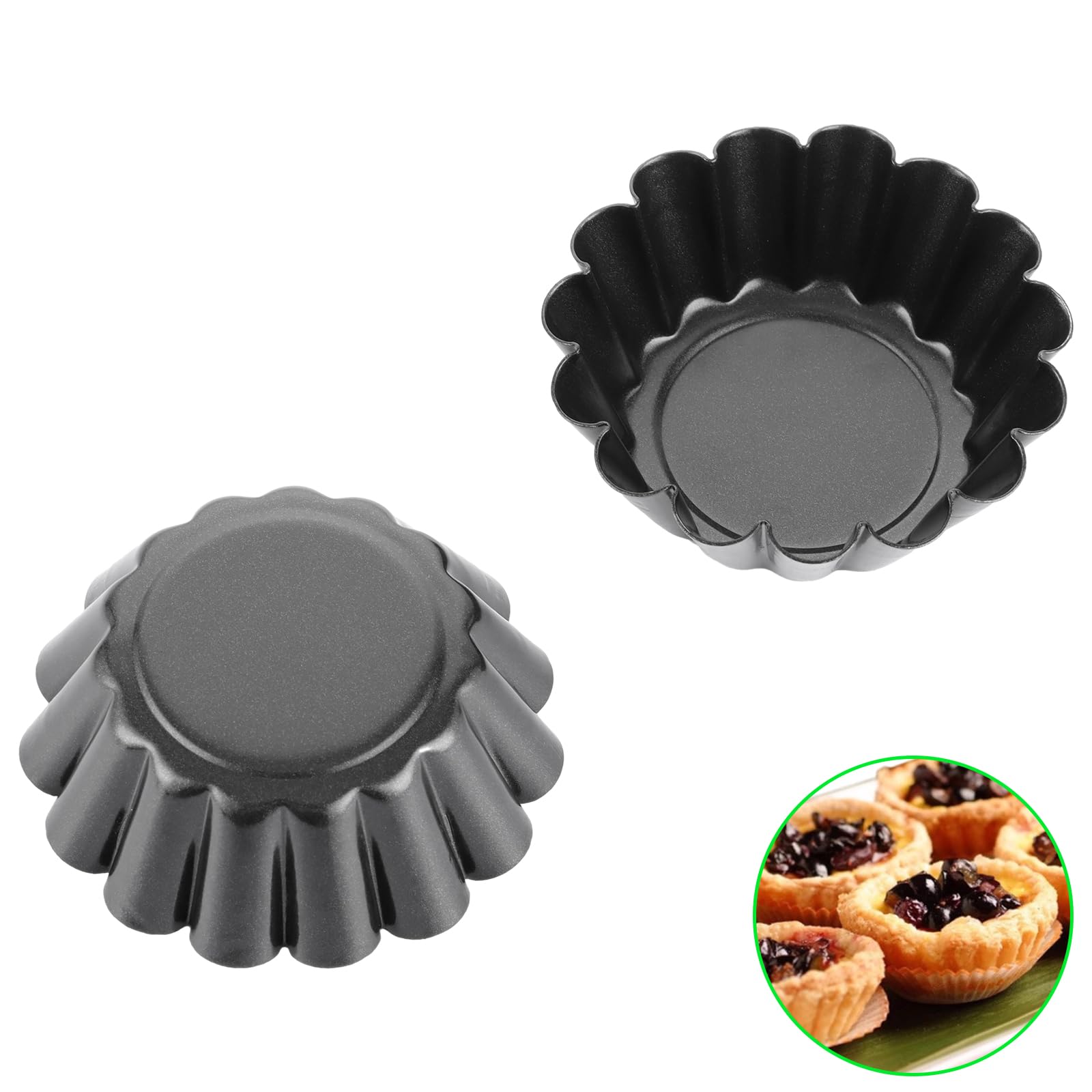 20 Pièces Mini Moules à Tartelette, Moule à Muffin en Acier au Carbone, Mini Moules à Tarte, Moules à Gâteau, Moule à Crêpe, Moule à Muffin Antiadhésif pour Pudding, Gâteau, Cupcake, Muffin Ø