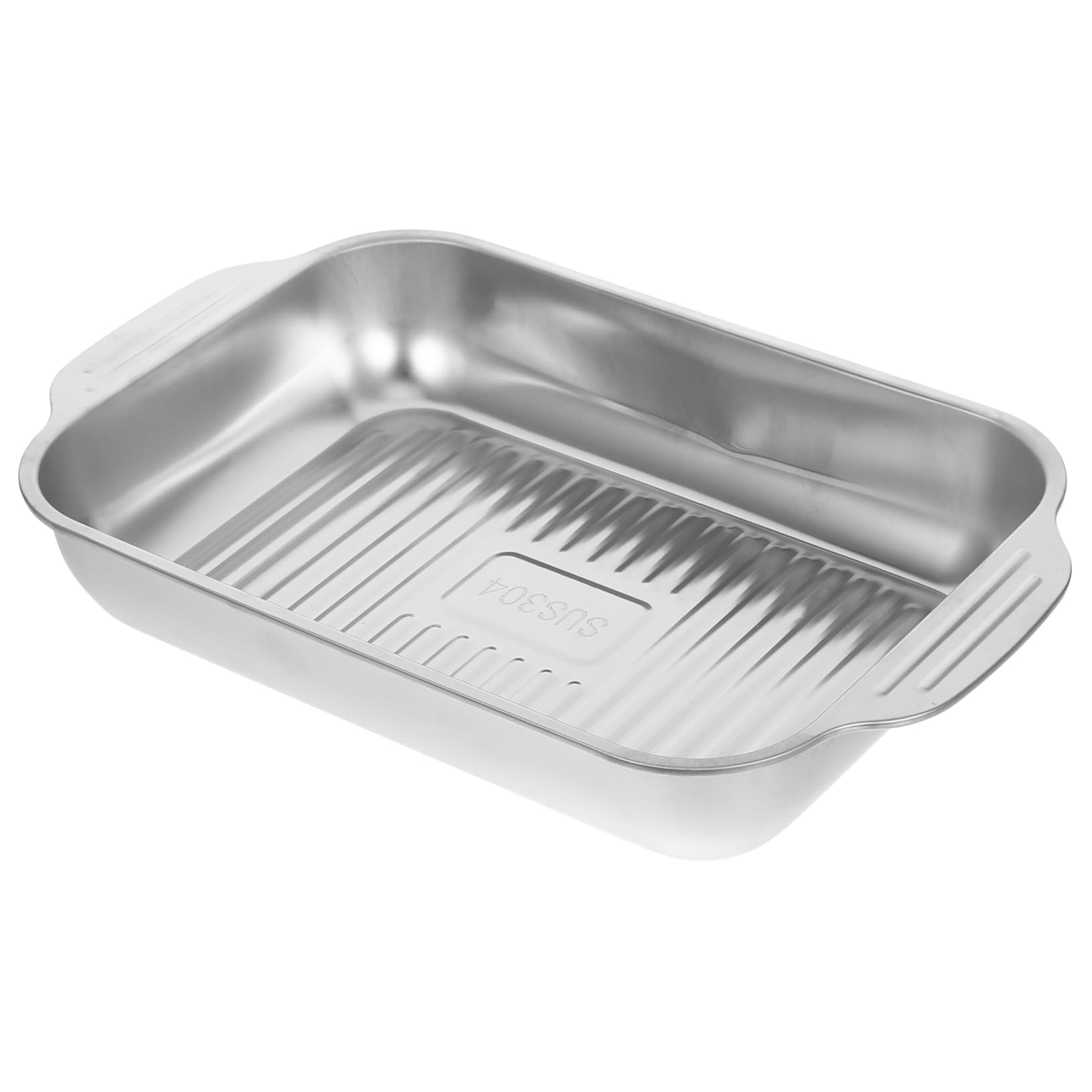 GRIRIW Stainless Steel Roasting Dish Rectangular Deep Baking Tray for Oven and Grill Splatter Design for Home and Restaurant Use Broiler Pan for Versatile Cooking
