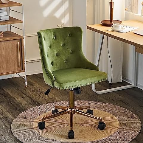 VINGLI Olive Green Velvet Desk Chair Cover