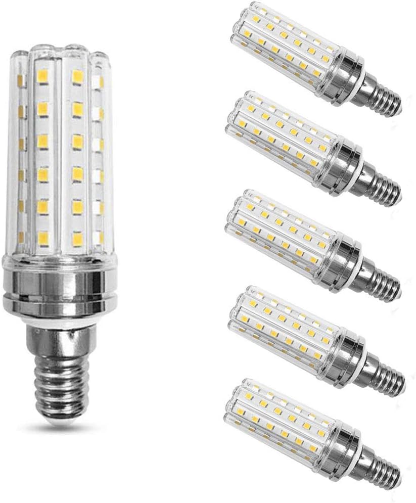 LED Corn Light Bulbs (6 Pack) E14 Base LED Candelabra Bulb,12W (100W Incandescent Bulbs) Decorative Candle Base E14 Corn 3000K Warm White LED Chandelier Bulbs,AC85-265V