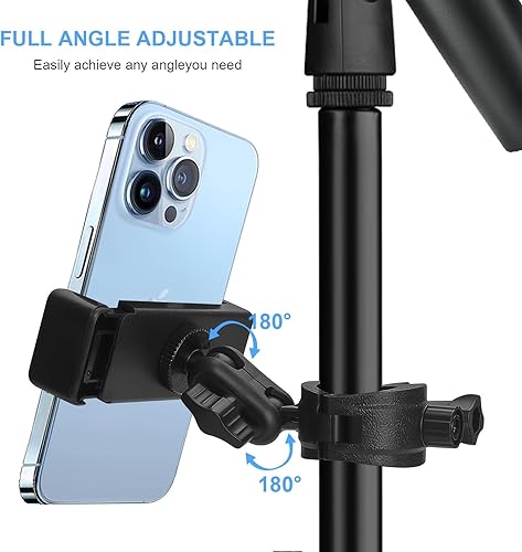 Miniatura 3 de Soporte de teléfono para soporte de micrófono, soporte de música ajustable para teléfonos móviles, soporte de micrófono giratorio compatible con