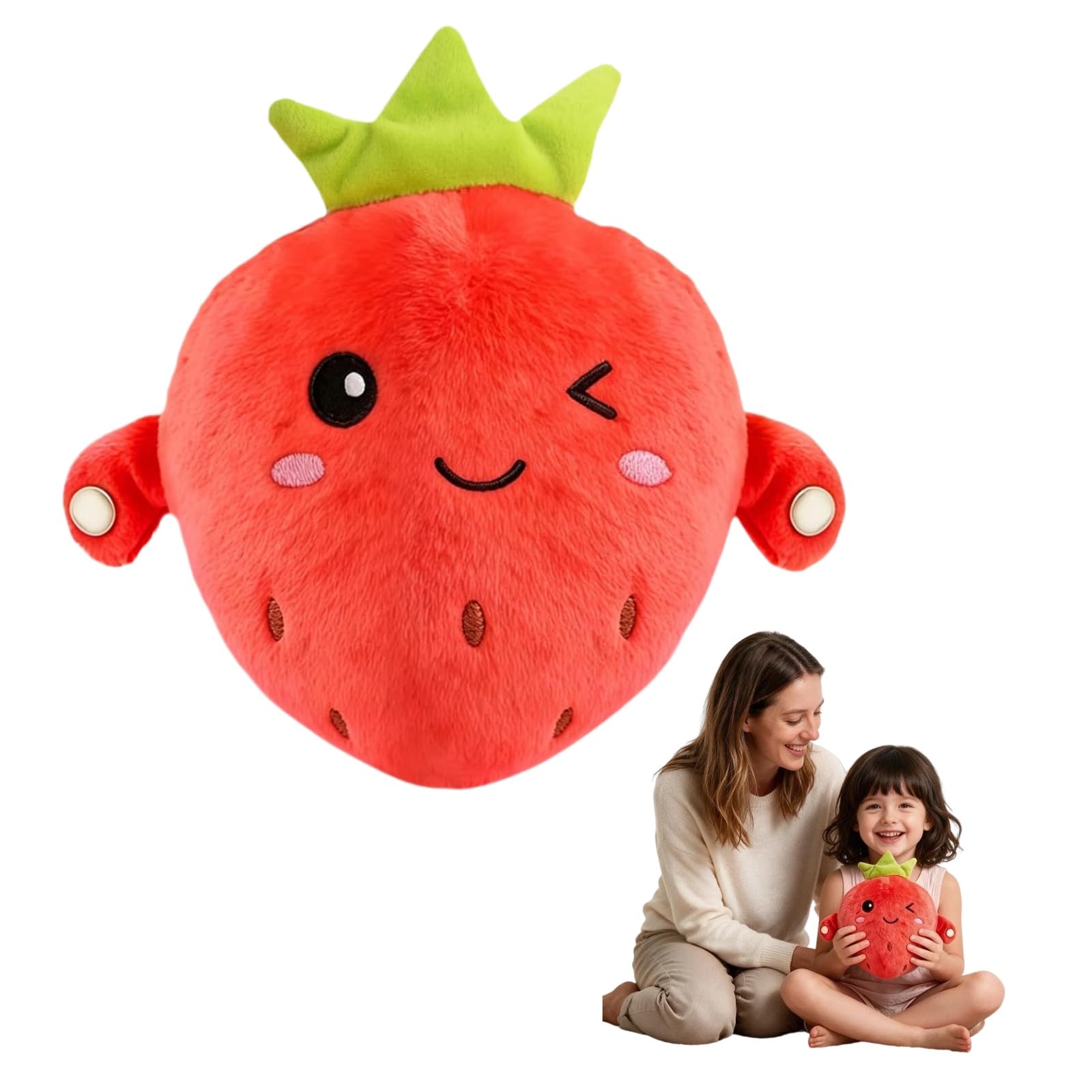 Jinbaoer Interactive Music Plush Toy, Strawberry Interactive toys Touch Sensor Musical Stuffed Fruit Interactive Soft Toddler Educational Sensory Singing Plush Toy