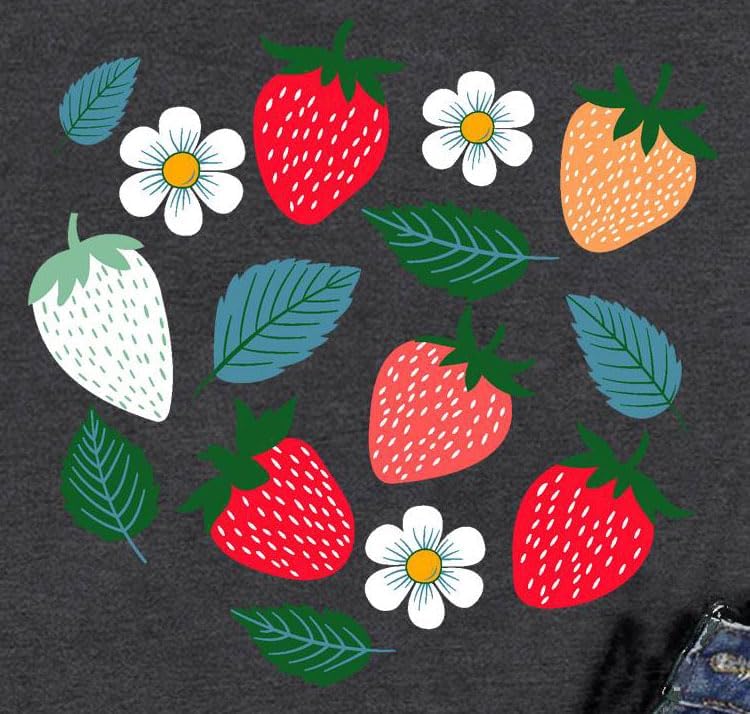 Strawberry Shirt for Women Fruit Lover T-Shirt Strawberries Farmer Gardener Tee Tops - Image 5