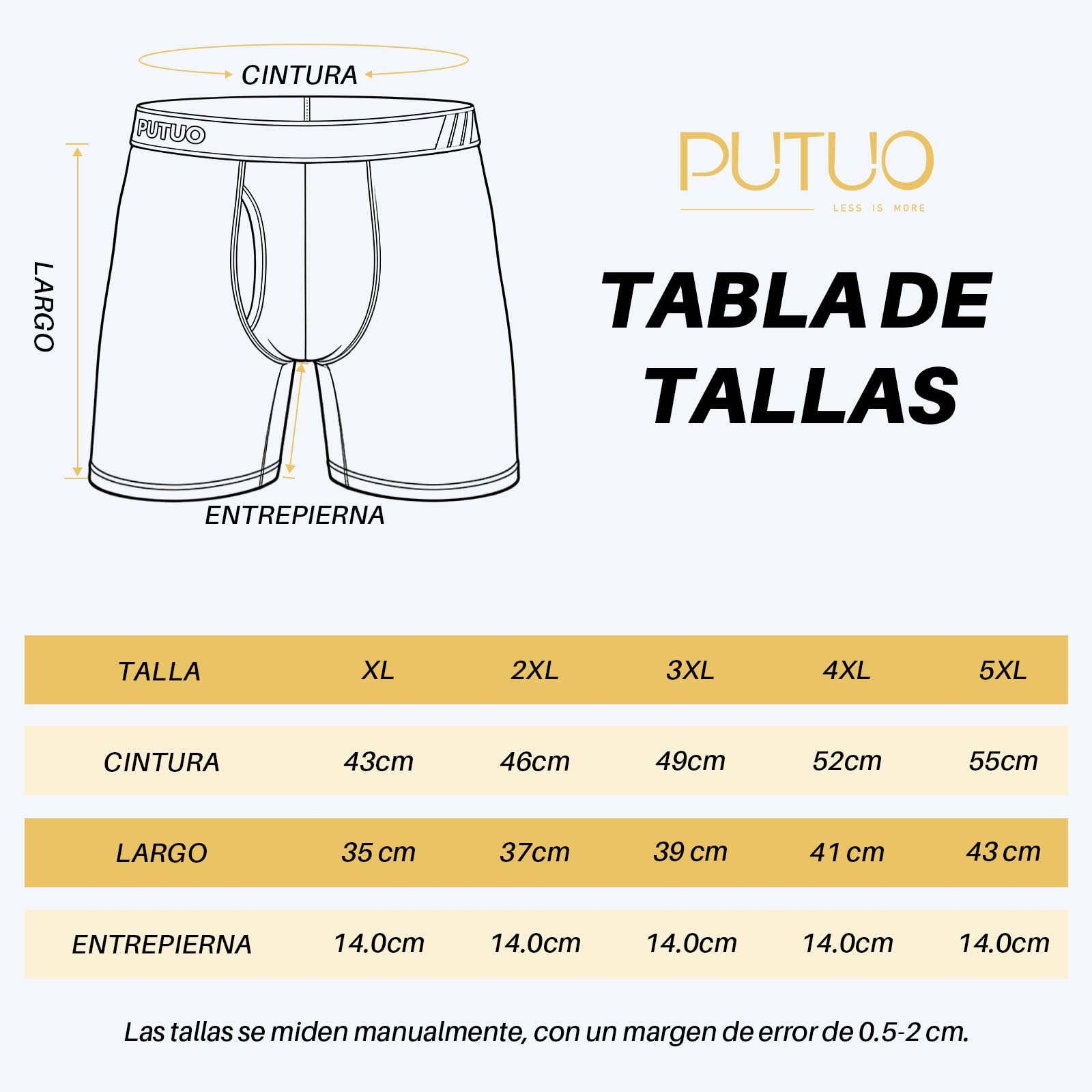 PUTUO Boxer Hombre Algodón Calzoncillos: Ropa Interior de Pierna Larga para Hombres en Grandes Tallas Boxers Cómodos y Transpirables con Cintura Paquete de 4 Piezas