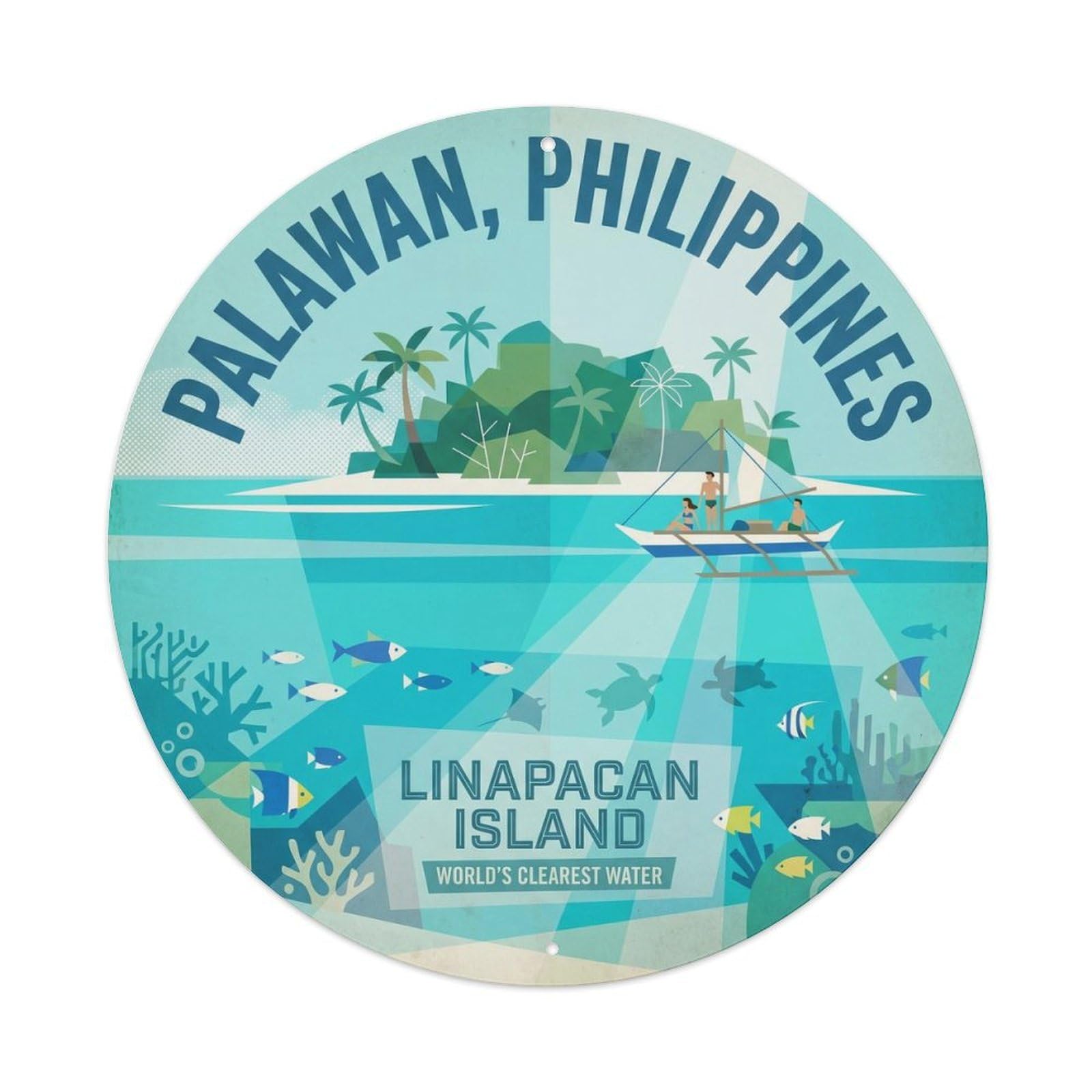 Linapacan Island Lagoon Coastal Bay Beach Destination Metal Tin Sign