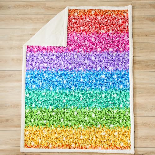 feelingyou Shiny Sequin Decor Throw Blankets for Couch Sofa Rainbow Stripe Pattern Soft Lightweight Flannel Fleece Blanket for Dorm Bedroom and Living Room, Baby(30"x40") - Image 3