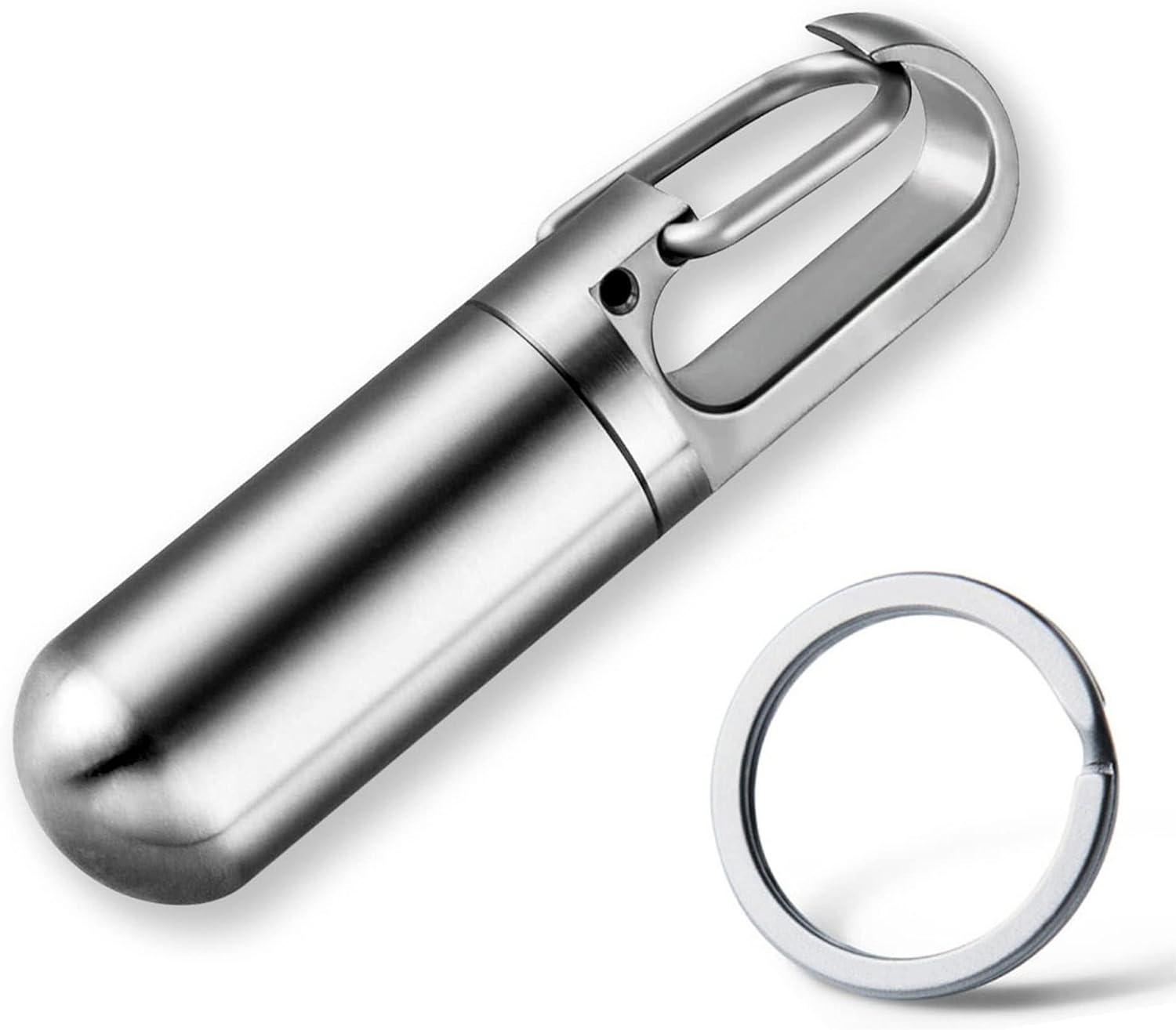 Keychain Pill Holder, Titanium Small Portable Pill Container, EDC Waterproof Travel Pill Box for Outdoor Camping