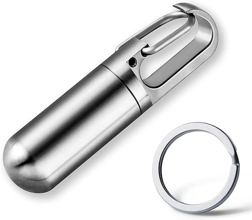 Pastillero para llavero, contenedor de píldoras portátil de titanio, pastillero de viaje impermeable EDC para acampar al aire libre, L
