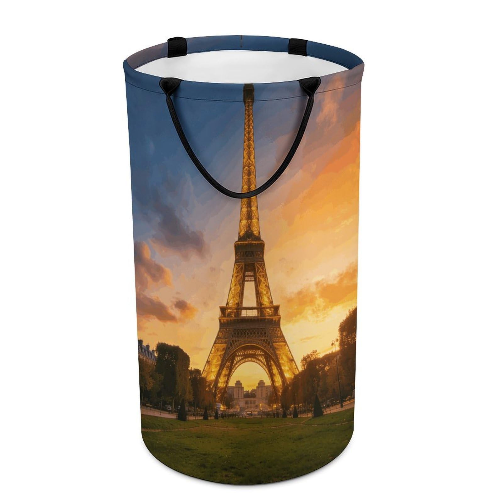 Eiffel Tower Laundry Hamper 86L Waterproof Collapsible Clothes Basket with Double Handles Freestanding Foldable Laundry Basket Large Clothes Hamper for Bathroom