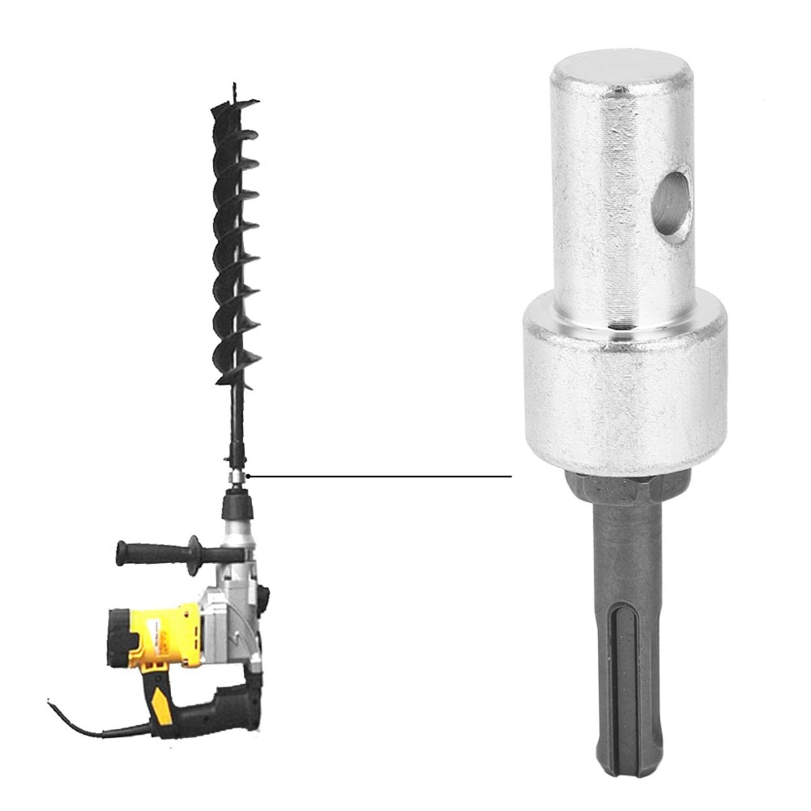 Adaptateur Perceuse Pour Tarière De Terre - Tige Ronde à 2 Fossettes - Métal Robuste - Pour Bricoleurs Et Pros - 8