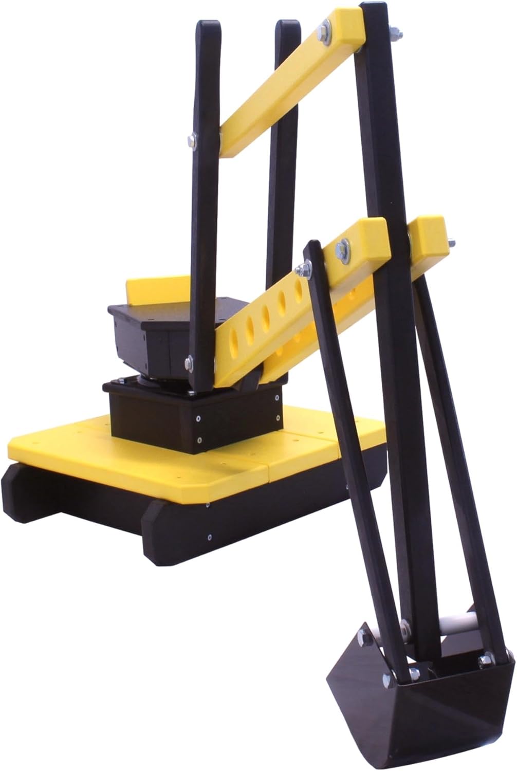AmishToyBox.com Sand Digger Excavator Toy for Kids, Sandbox Toy with Movable Levers and Metal Digging Bucket, Durable Poly Lumber, Amish-Made (Black and Yellow)
