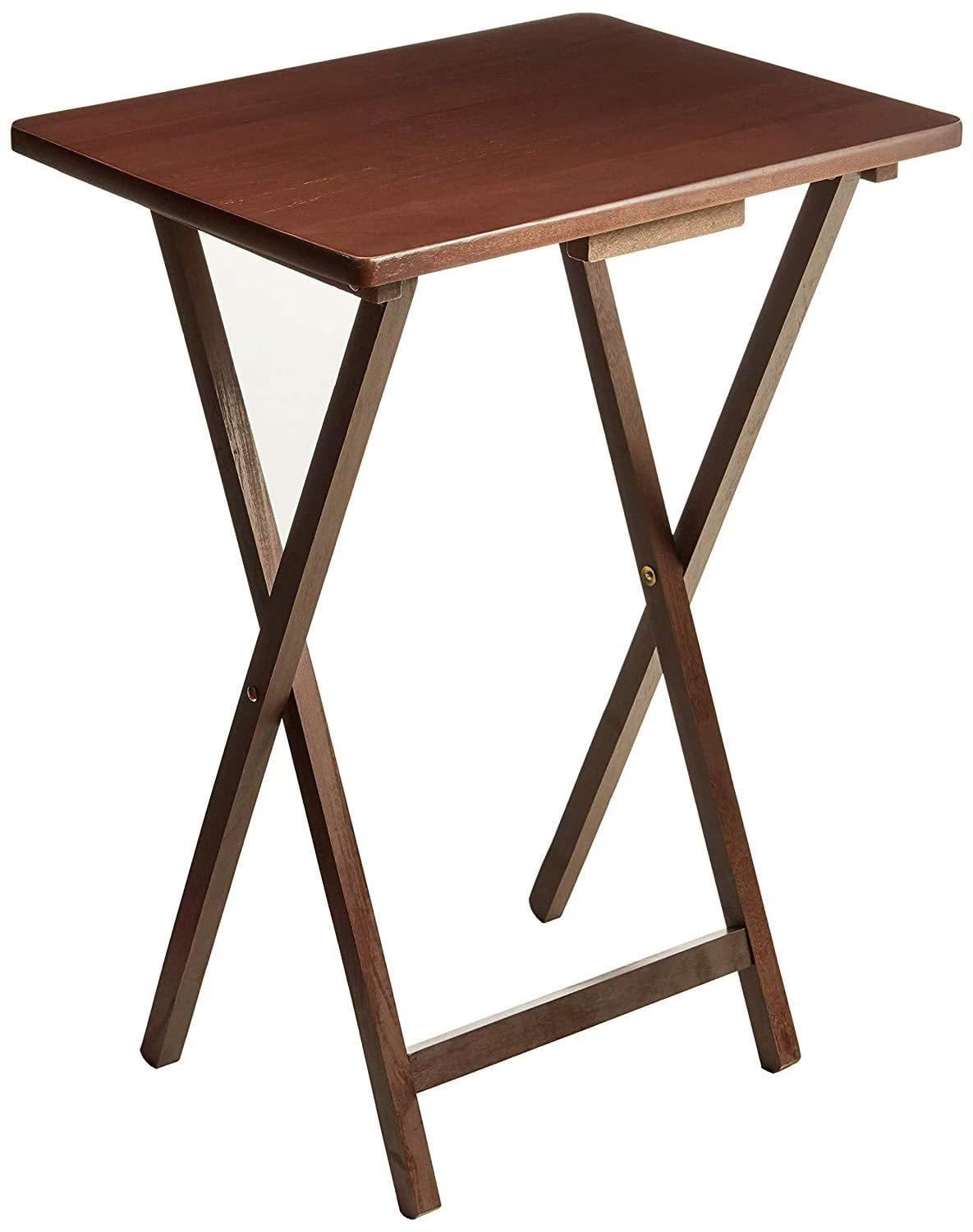 CNEIESD 19"x15"x26" Foldable Rubberwood TV Tray Table - Walnut Color, Portable and Multi-Functional for Home Use