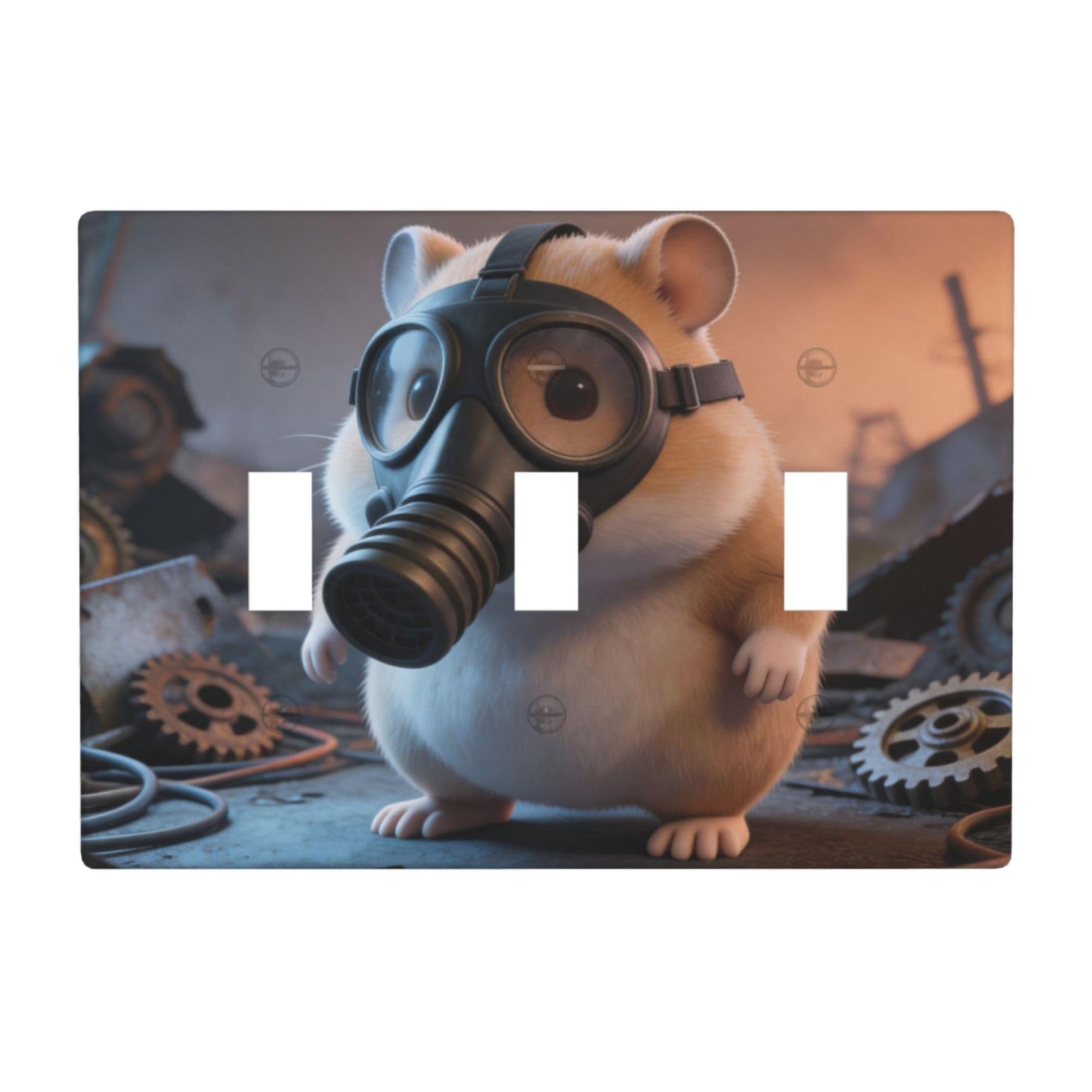 Doomsday Hamster 3 Gang Switch Plate Cover-Unbreakable Polycarbonate Wall Plate, Heat Resistant Toggle Switch Decor for Home