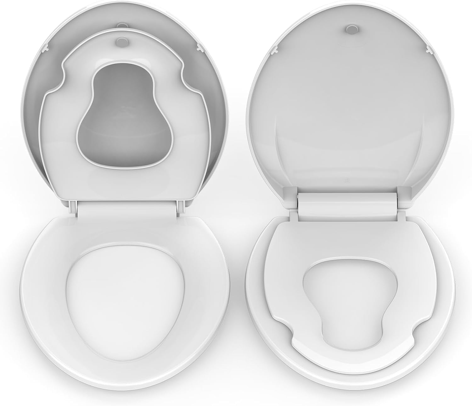 17" Round Toilet Seat, With Toddler Seat, Toilet Lid Slow Close Quiet, Easy Install and Clean, PP Material Safe and No Loosen, Perfect for Both Adults and Children